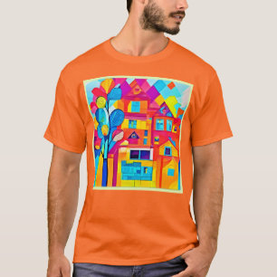Camiseta Arte de paisaje urbano vibrante y soñado