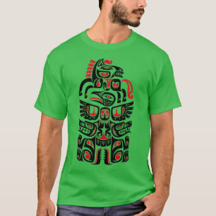 Camiseta Arte de pájaro nativo americano Haida Wolf Horse