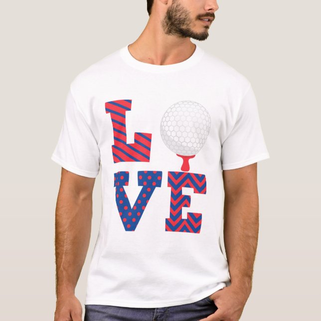 Camiseta Arte de Palabra de Amor de Golf (Anverso)