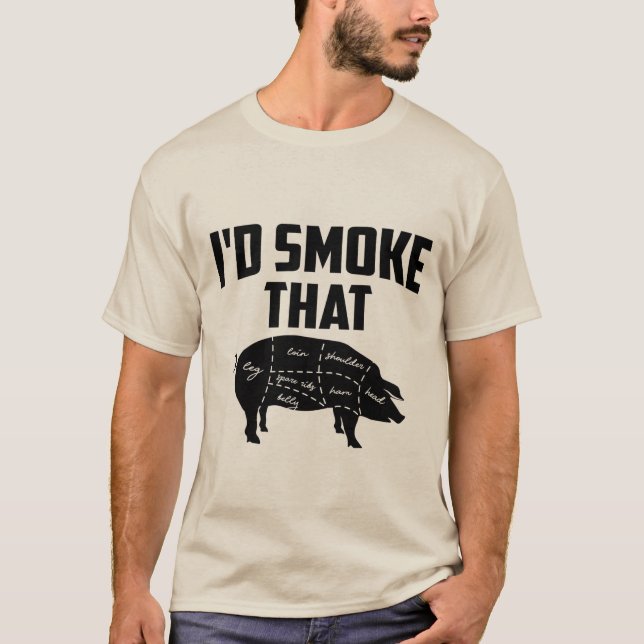 Camiseta arte de palabras de cerdo de bbq divertido (Anverso)