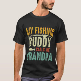 Camiseta arte de palabras de compañero de pesca del abuelo 