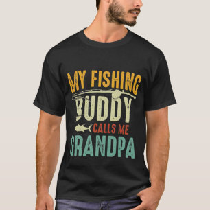 Camiseta arte de palabras de compañero de pesca del abuelo 