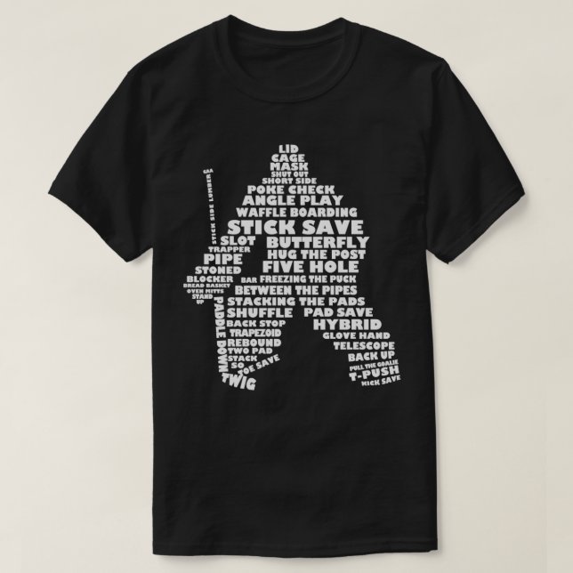 Camiseta Arte de palabras de Goaltender de hockey (Diseño del anverso)