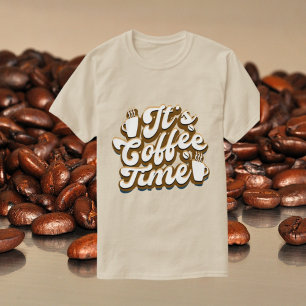 Camiseta arte de palabras de tiempo de café lindo unisex