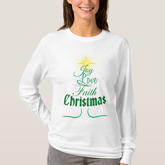 Camiseta Arte de palabras de vacaciones en árbol de Navidad (Anverso)