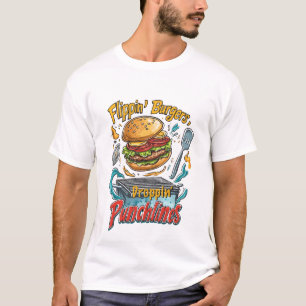 Camiseta Arte de palabras genial para voltear hamburguesas 