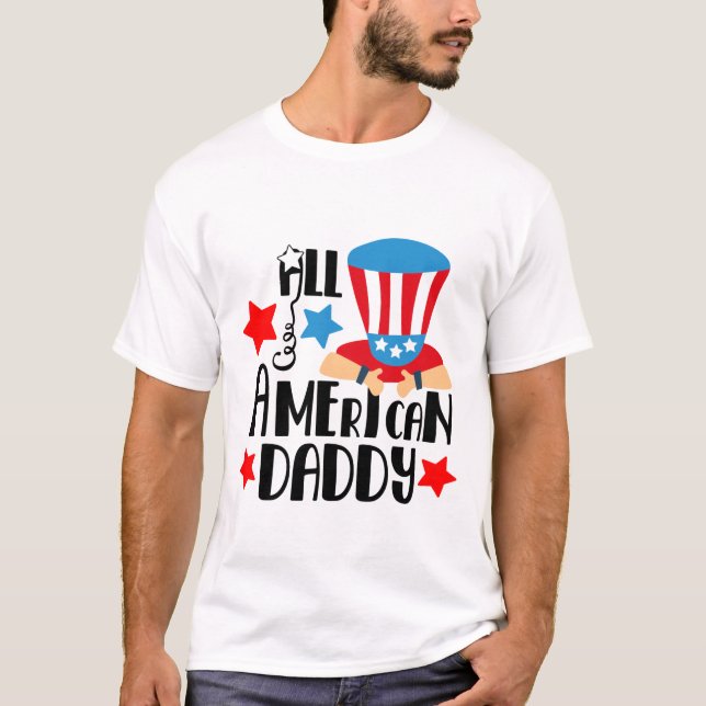 Camiseta Arte de palabras Patriótico Estadounidense Papi (Anverso)