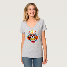 Camiseta Arte de pancarta de rosa de cráneo de azúcar de al