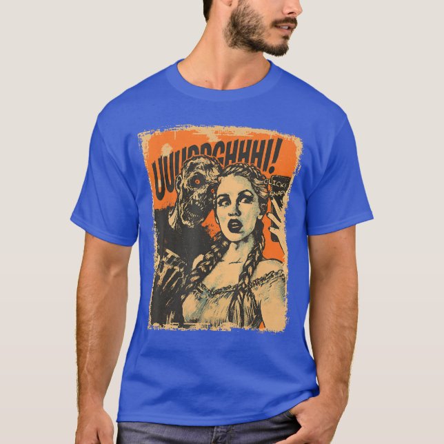 Camiseta Arte de panel de cómic de terror retro Zombie Sie  (Anverso)