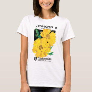 Camiseta Arte de Paquete de Semillas Antiguas, Flores de Co