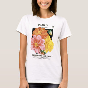 Camiseta Arte de Paquete de Semillas Vintage, Flores de Jar
