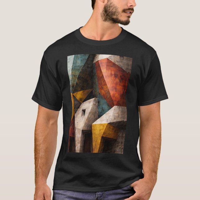 Camiseta Arte de pared de arquitectura abstracta geométrica (Anverso)