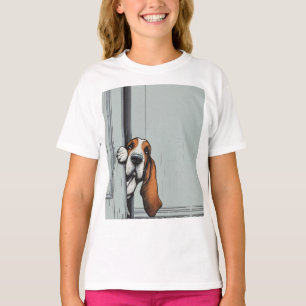 Camiseta Arte de Pared de Perro Basset Hound Adorable
