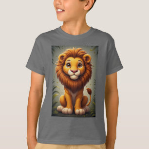 Camiseta Arte de pared de vivero de león lindo Arte de anim