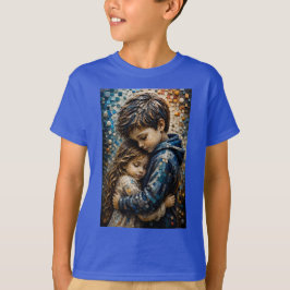 Camiseta Arte de pared en mosaico 3D Abrazo inocente