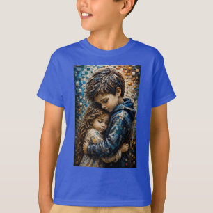 Camiseta Arte de pared en mosaico 3D Abrazo inocente