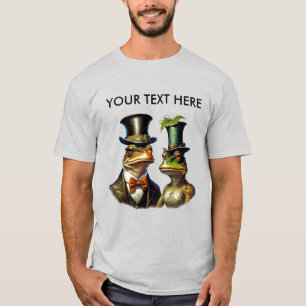 Camiseta Arte de pareja de ranas victorianas lindas y rústi