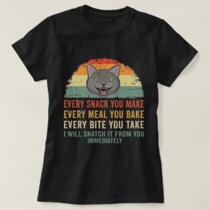 Camiseta Arte de parodia divertida de gato ladrón de snacks