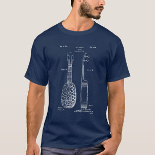 Camiseta Arte de patente de ukelele con forma de piña vinta