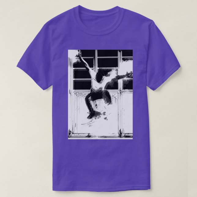 Camiseta Arte de patinaje en blanco y negro (Diseño del anverso)