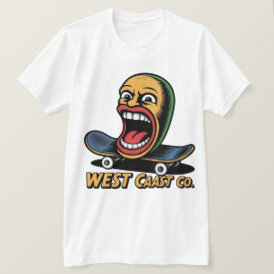 Camiseta Arte de Patineta de la Costa Oeste
