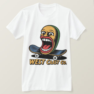 Camiseta Arte de Patineta de la Costa Oeste