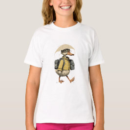 Camiseta Arte de pato caprichoso caminando bajo la lluvia