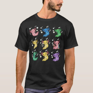 Camiseta Arte de patrón de ajolote colorido y lindo