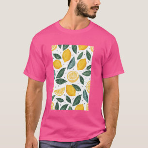 Camiseta Arte de patrón de fruta de limón minimalista