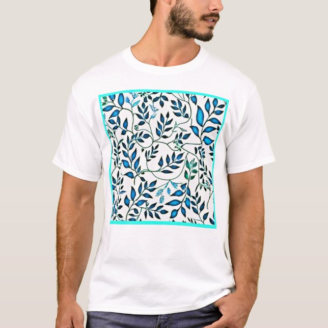 Camiseta Arte de patrones de follaje colorido (Anverso)
