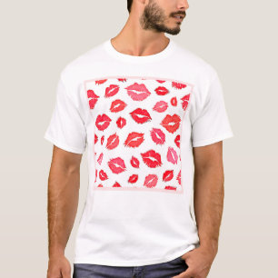 Camiseta Arte de patrones de labios rojos y rosados