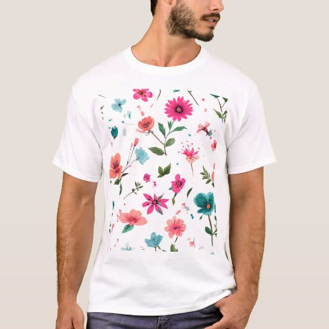 Camiseta Arte de patrones florales vibrantes (Anverso)