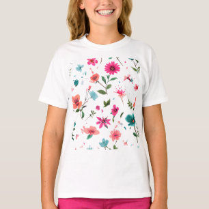 Camiseta Arte de patrones florales vibrantes
