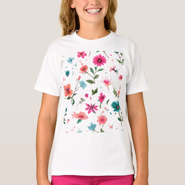 Camiseta Arte de patrones florales vibrantes (Anverso)
