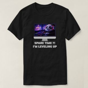 Camiseta Arte de PC Neon de Gamer Panda Subiendo de Nivel