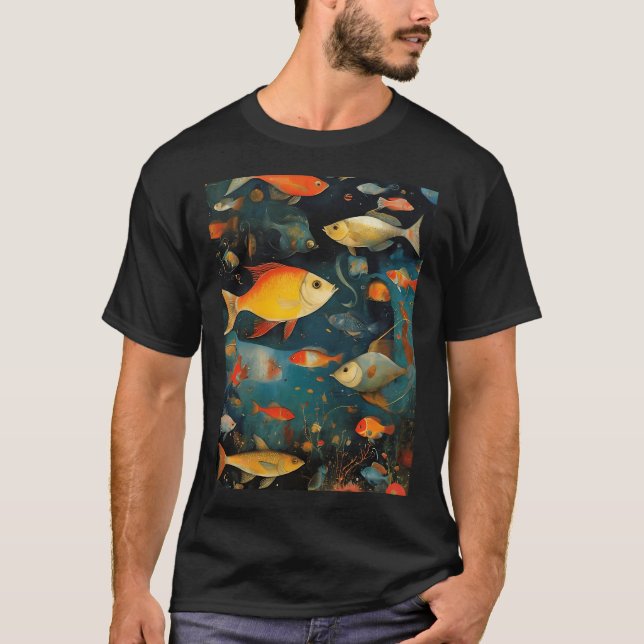 Camiseta Arte de peces abstracto (Anverso)