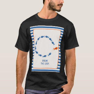 Camiseta Arte de peces motivacional, decoración de rayas