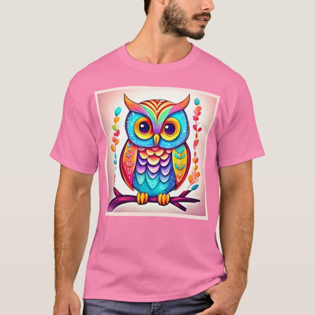 Camiseta Arte de Perch de Lechuza Arcoiris (Anverso)