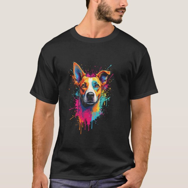 Camiseta Arte de perro colorido (Anverso)