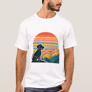 Camiseta Arte de perro de puesta de sol retro aventura wand
