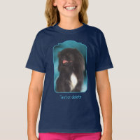 Arte de perro Pekingese negro con remolinos azules