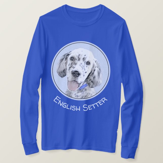 Camiseta Arte de perro pintado azul Belton en inglés (Anverso del diseño)