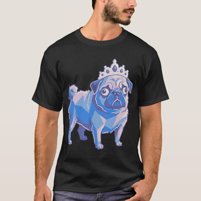 Camiseta Arte de perro real Pug Princesa, estilo geométrico (Anverso)