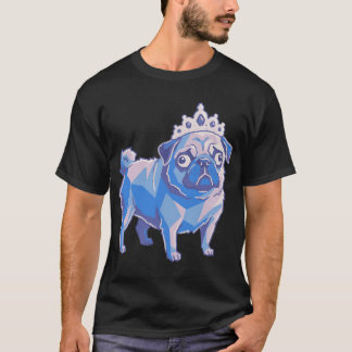 Camiseta Arte de perro real Pug Princesa, estilo geométrico