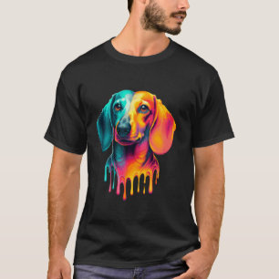 Camiseta Arte de perro salchicha con pintura goteante Dachs