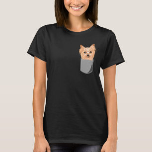 Camiseta Arte de perro Yorkie en bolsillo del pecho Mujeres
