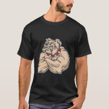 Arte de personaje de bulldog musculoso de gimnasio