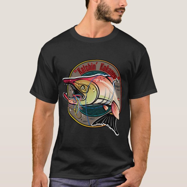Camiseta Arte de pesca de Kokanee atrapando (Anverso)