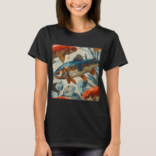 Camiseta Arte de pescado color clásico vintage - F04