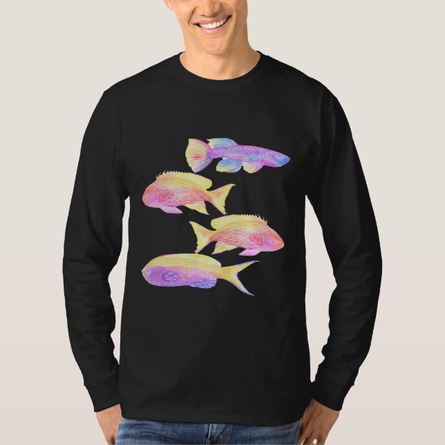 Camiseta Arte de pescado Multicolor Fish Gráfico Cute Arte  (Anverso)